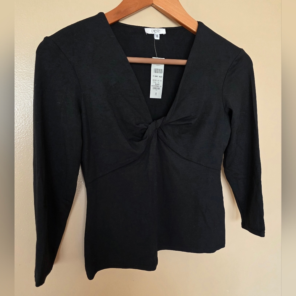 Vtg Y2K Cache Black Twist Front Top M Model Off Duty Minimalist 90s Revival USA